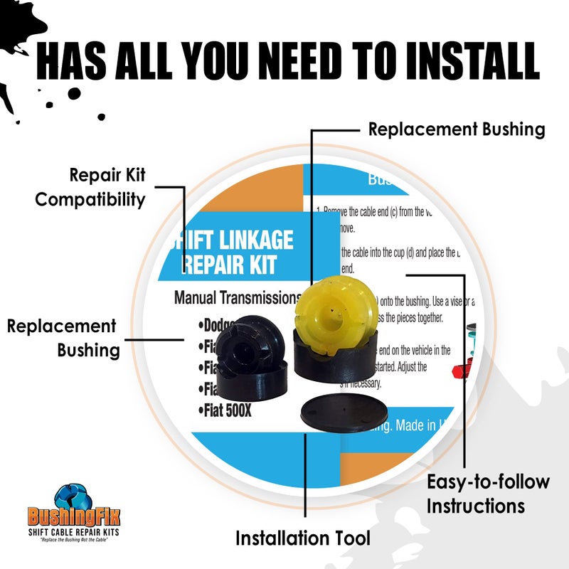 BushingFix.com BushingFix FM1KIT Transmission Shift Cable Bushing Repair Kit, Shifter Cable Kit Fits Select Fiat, Jeep, and Mini Models, Manual Transmission Shift Cable Replacement Bushing, Easy Repair Replacement - Image 2